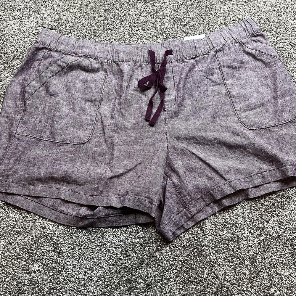 Lane Bryant Shorts Womens 26/28 Purple Linen‎ Blend Drawstring Casual Pockets